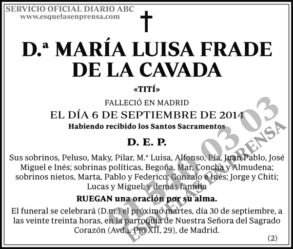 María Luisa Frade de la Cavada